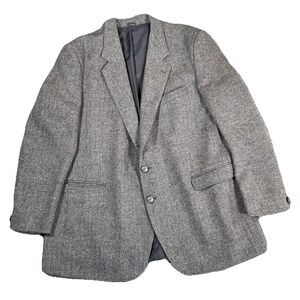 Tweed Dublin 100% Wool LS Blazer Men's SZ 48 Leather Buttons Ireland Bunratty